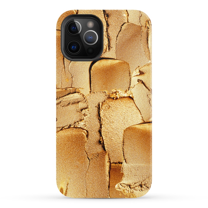 iPhone 12 Pro StrongFit Faux Gold Acrylic Brush Strokes by  Utart