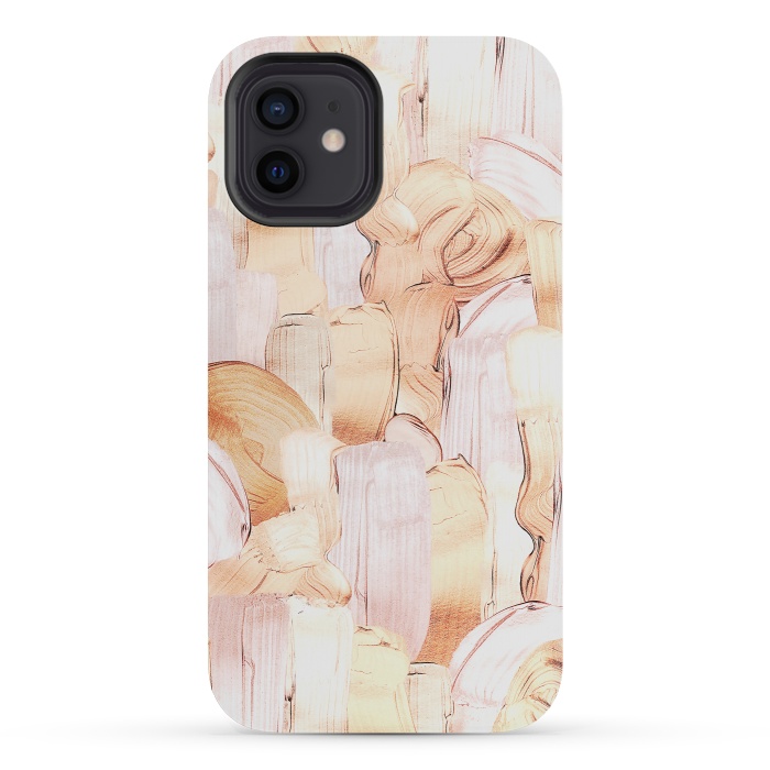 iPhone 12 mini StrongFit Blush Faux Gold Copper Acrylic Brush Strokes by  Utart