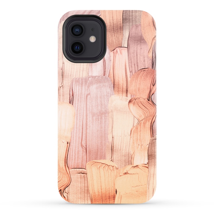 iPhone 12 StrongFit Copper Blush Gold  Acrylic Brush Strokes by  Utart