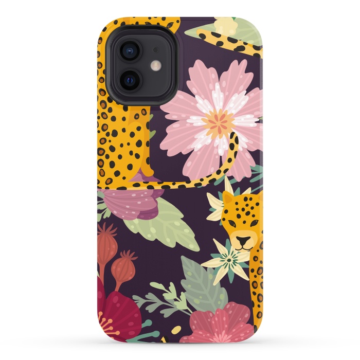 iPhone 12 StrongFit floral leopard by haroulita