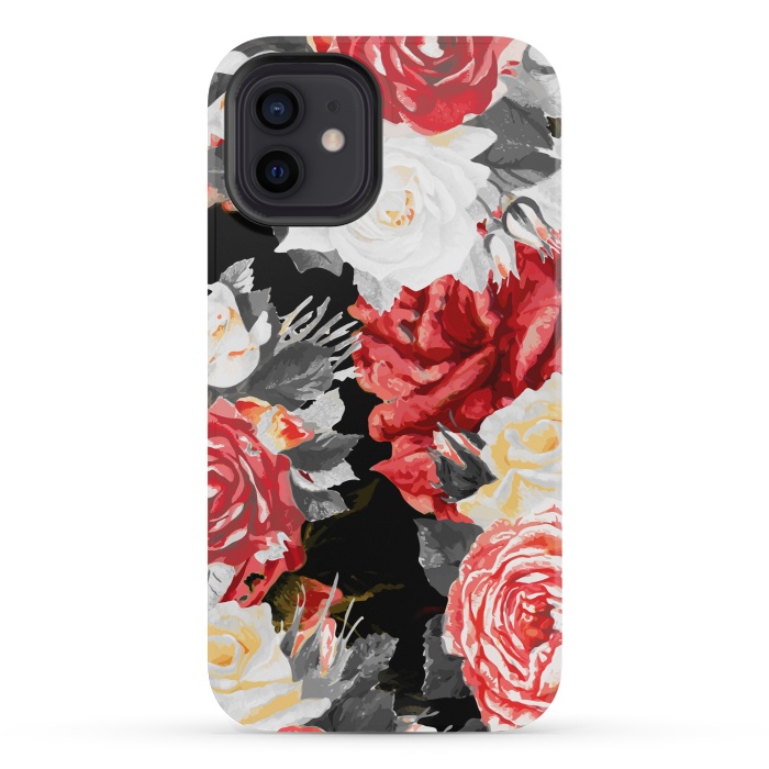 iPhone 12 mini StrongFit Red and white roses by Oana 