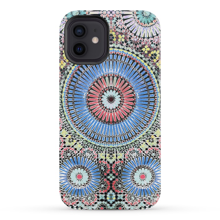 iPhone 12 mini StrongFit Colorful Moroccan inspired mosaic tiles by Oana 