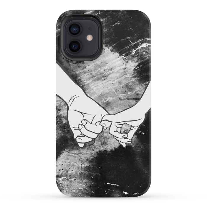 iPhone 12 mini StrongFit Couple holding hands dark marble by Oana 