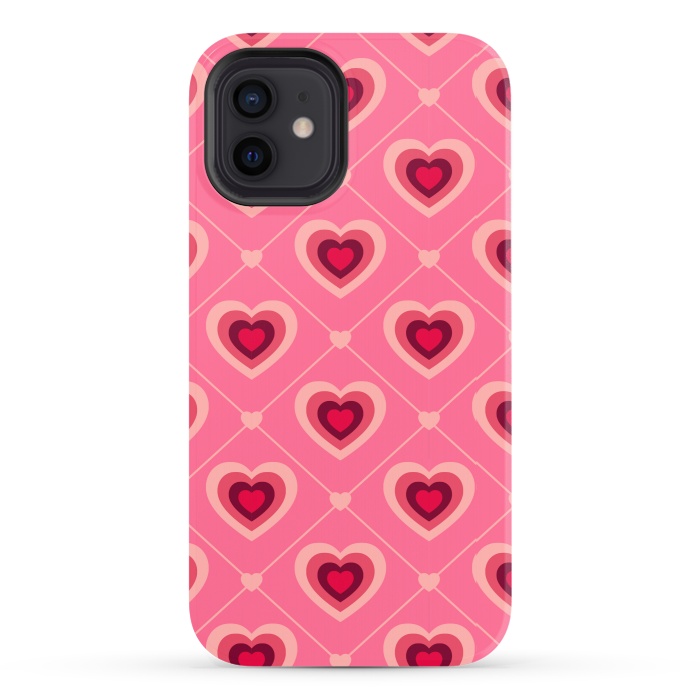 iPhone 12 StrongFit TED WHITE HEARTS PATTERN by MALLIKA