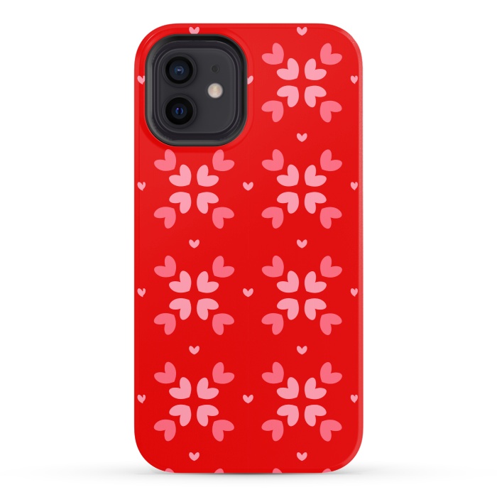 iPhone 12 StrongFit cute hearts red pattern by MALLIKA
