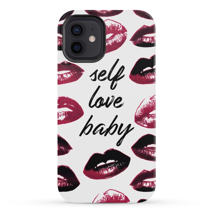 iPhone 12 mini StrongFit Self love lipstick kisses by Oana 