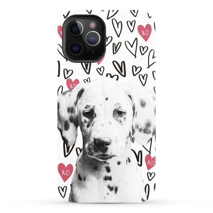 iPhone 12 Pro StrongFit Cute Dalmatian and hearts Valentine's day by Oana 