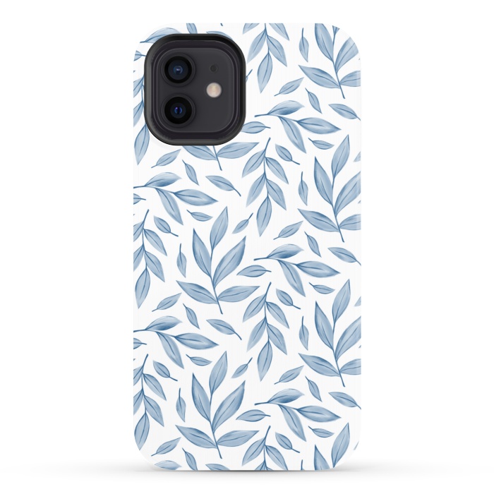 iPhone 12 StrongFit blue leaves by Alena Ganzhela
