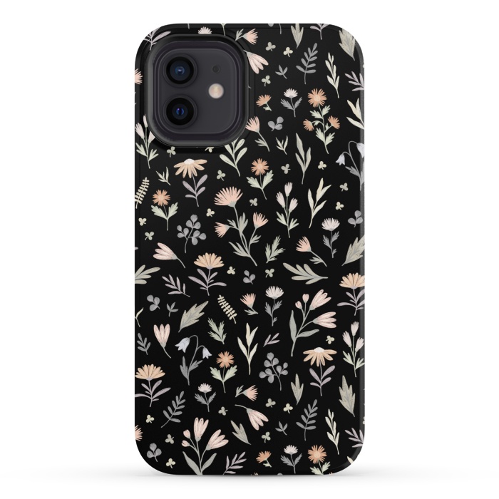 iPhone 12 StrongFit gentle flora on a black by Alena Ganzhela