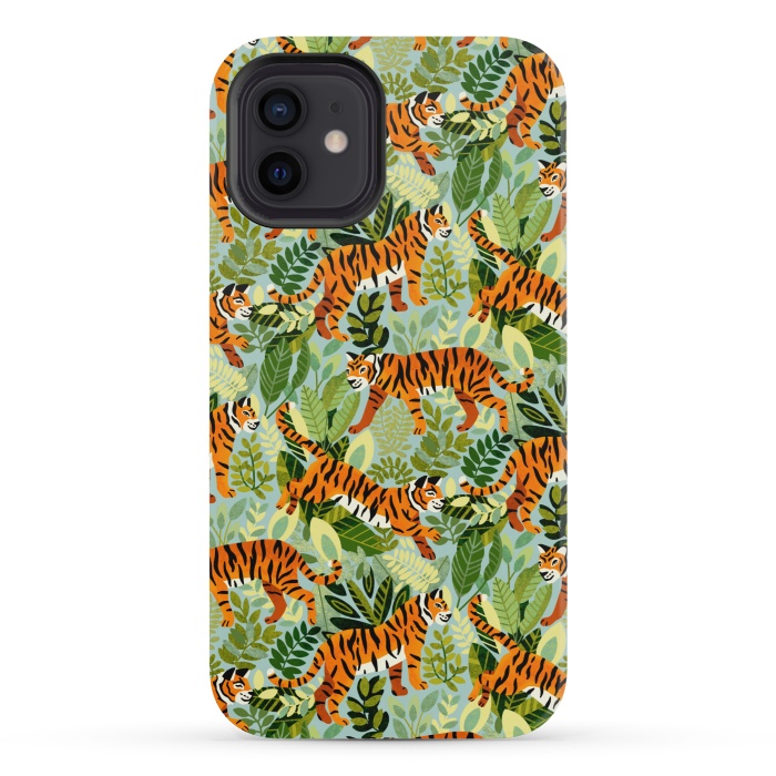 iPhone 12 mini StrongFit Bright Bangel Tiger Jungle  by Tigatiga
