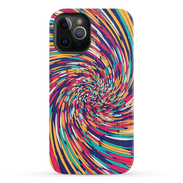 iPhone 12 Pro StrongFit multi colour spiral print 2 by MALLIKA