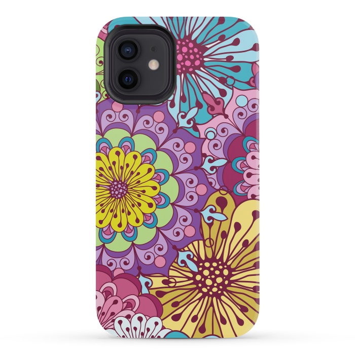 iPhone 12 mini StrongFit Brightly Colored Flowers by ArtsCase