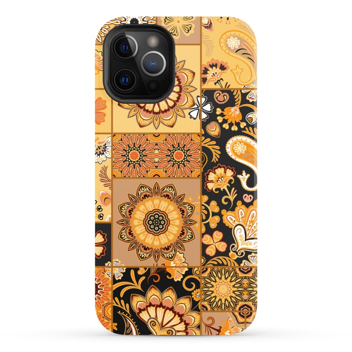iPhone 12 Pro StrongFit Patchwork with Paisley and Mandala in Colorful by ArtsCase