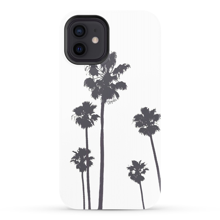 iPhone 12 StrongFit Palms & Sunset-Minimal B&W by ''CVogiatzi.
