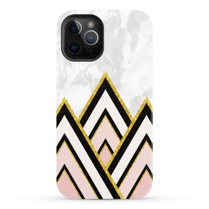 iPhone 12 Pro StrongFit Geometric pink gold triangles by Jms