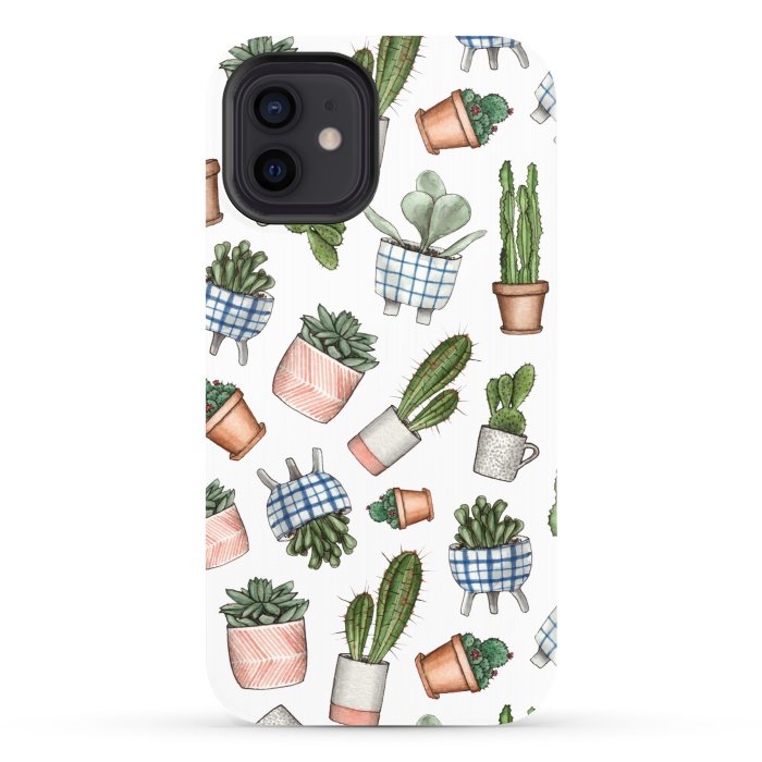 iPhone 12 StrongFit watercolor houseplants in pots by Alena Ganzhela