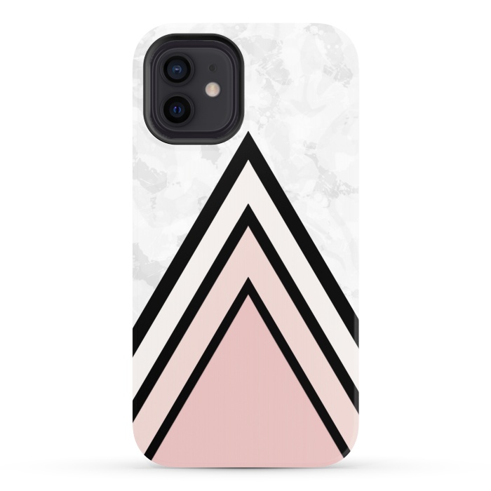 iPhone 12 StrongFit Black pink triangles by Jms