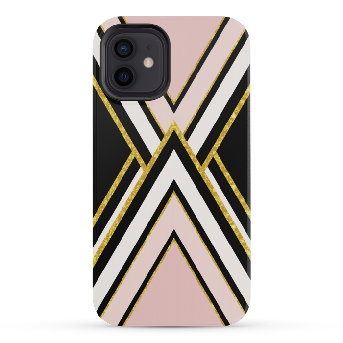 iPhone 12 mini StrongFit Pink gold geometric by Jms
