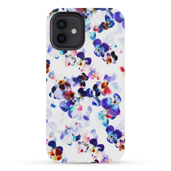 iPhone 12 mini StrongFit Blue purple pansy petals by Oana 