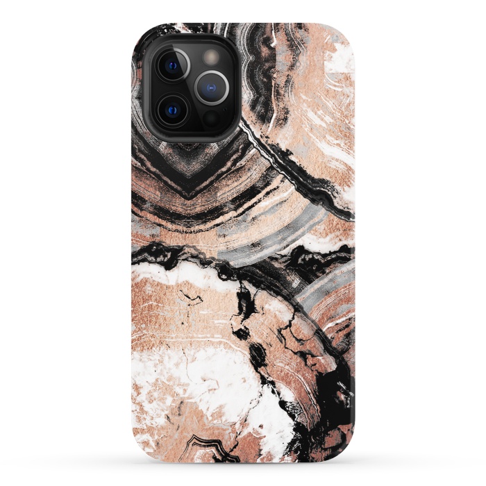 iPhone 12 Pro StrongFit Rose gold geode marble by Oana 