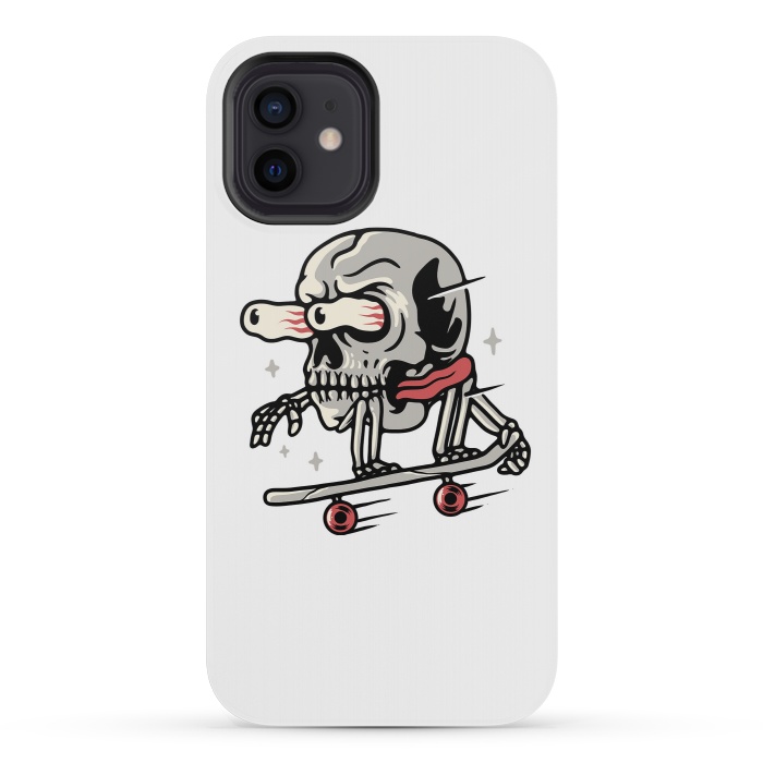 iPhone 12 mini StrongFit Skull Skateboarding by Afif Quilimo