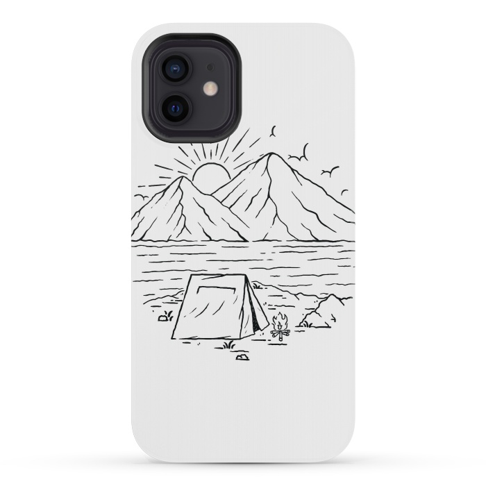 iPhone 12 mini StrongFit Camping Lake and Mountain by Afif Quilimo