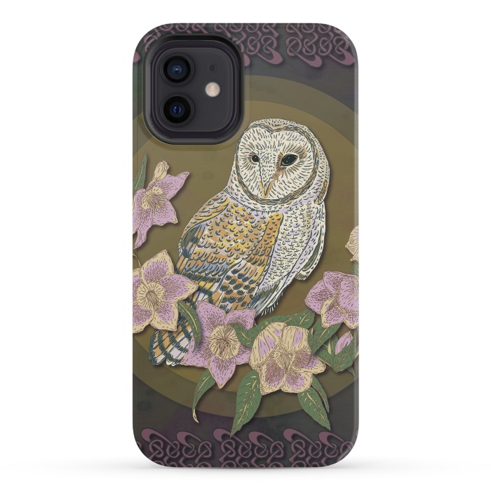 iPhone 12 mini StrongFit Owl & Hellebore by Lotti Brown