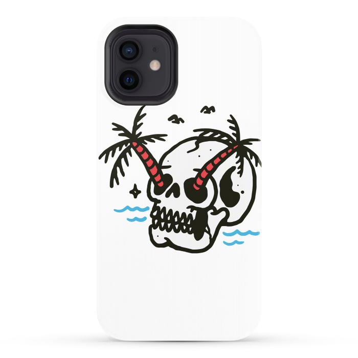 iPhone 12 StrongFit Skull Coconut Trees by Afif Quilimo