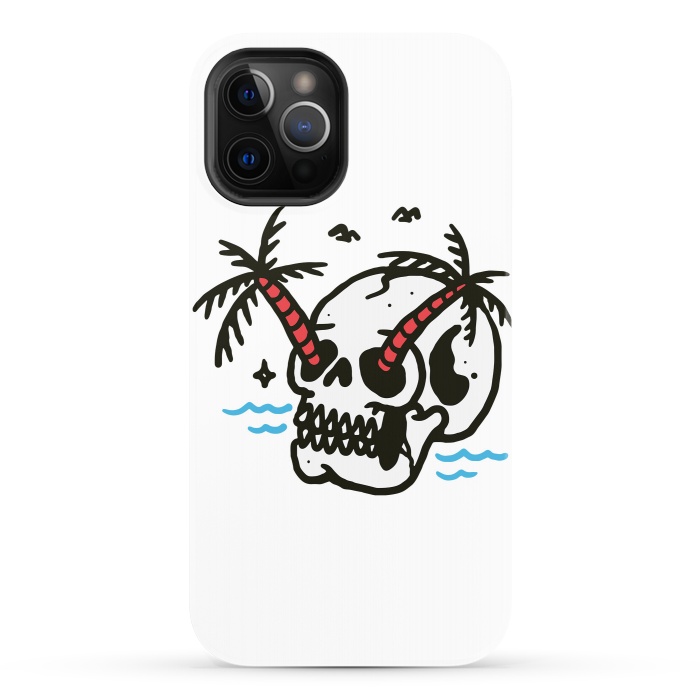 iPhone 12 Pro StrongFit Skull Coconut Trees by Afif Quilimo