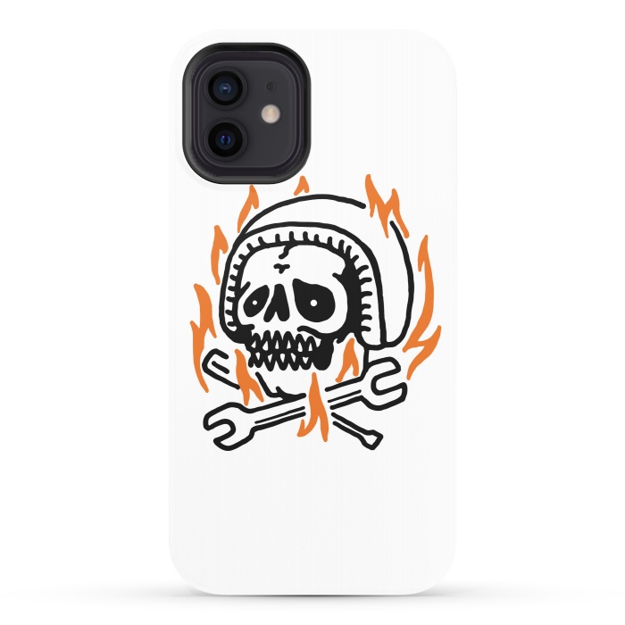 iPhone 12 StrongFit Skull Biker Fire by Afif Quilimo
