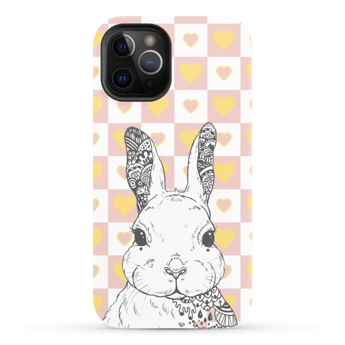 iPhone 12 Pro StrongFit Rabbit and yellow hearts Alice in Wonderland by Oana 