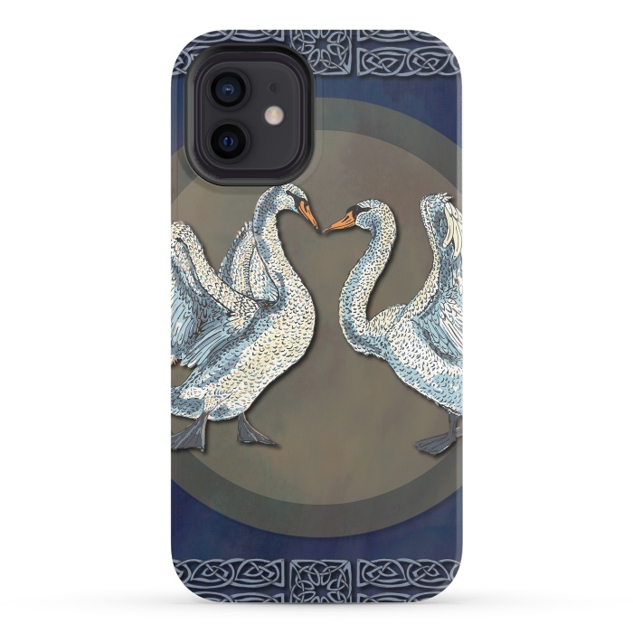 iPhone 12 StrongFit Dancing Swans by Lotti Brown