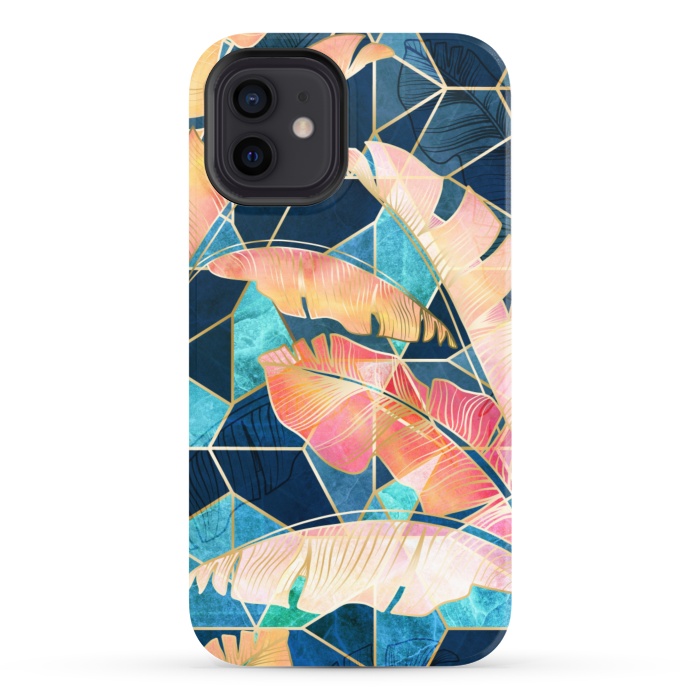 iPhone 12 StrongFit Marbled Topical Sunset by gingerlique