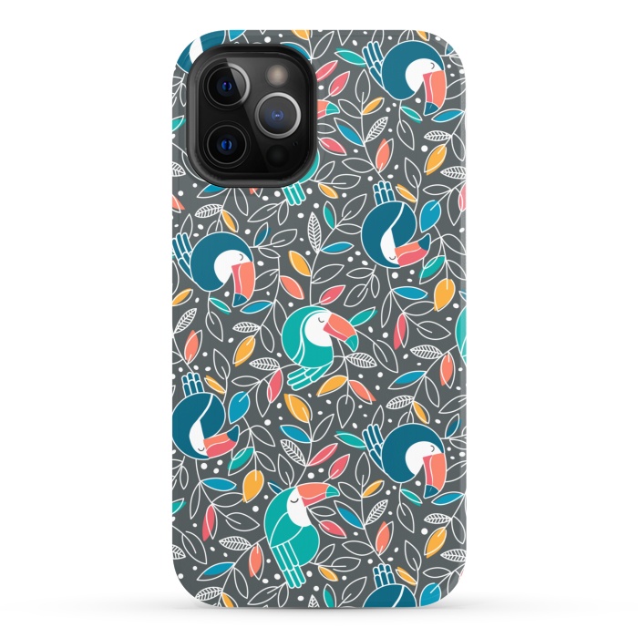 iPhone 12 Pro StrongFit Tossed Toucan by gingerlique