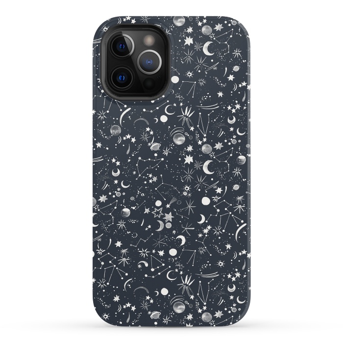 iPhone 12 Pro StrongFit Planets Galaxy Constellations Dark by Ninola Design