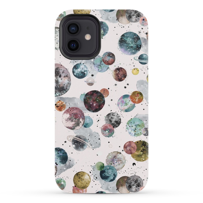 iPhone 12 mini StrongFit Cosmic Planets and Constellations Multicolored by Ninola Design