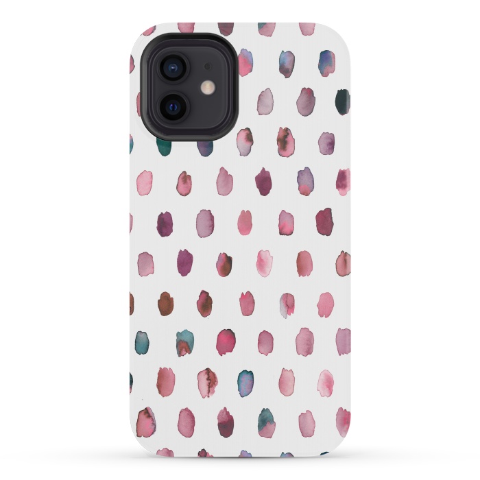 iPhone 12 mini StrongFit Artist Palette Pink Dots by Ninola Design