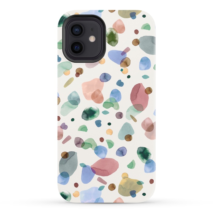 iPhone 12 StrongFit Pebbles Terrazo Rounded Memphis Multicolored by Ninola Design