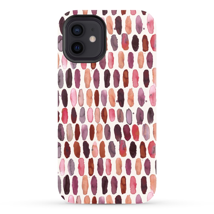 iPhone 12 StrongFit Pills Watercolor Dots Pink Orange Coral by Ninola Design