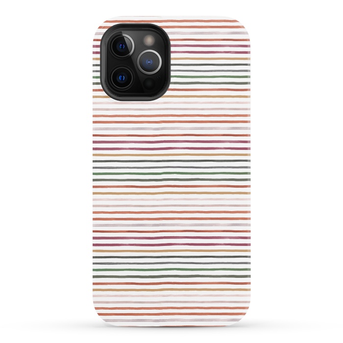 iPhone 12 Pro StrongFit Marker Stripes and Lines Orange Green by Ninola Design