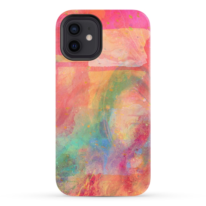 iPhone 12 StrongFit Peach pink abstract watercolour design by Josie