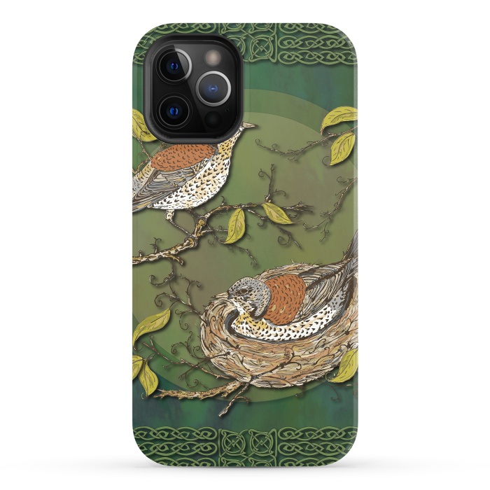 iPhone 12 Pro StrongFit Nesting Birds Fieldfares by Lotti Brown
