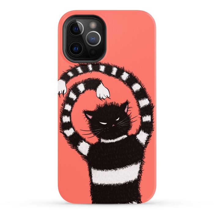 iPhone 12 Pro StrongFit Evil Striped Cat Weird Cartoon by Boriana Giormova