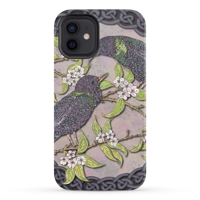 iPhone 12 StrongFit Celtic Starlings in Blossom by Lotti Brown