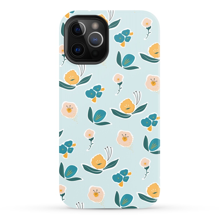 iPhone 12 Pro StrongFit Blue Floral by Kimberly Senn | Senn & Sons