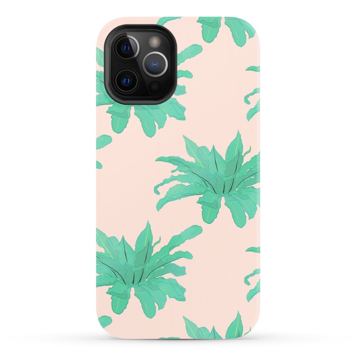 iPhone 12 Pro StrongFit Pretty Watercolor Pink Peach Floral Girly Design by InovArts