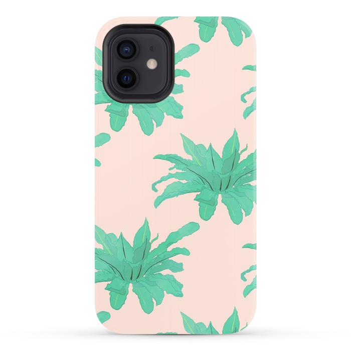iPhone 12 StrongFit Trendy Tropical Green Plants Foliage Modern Design by InovArts