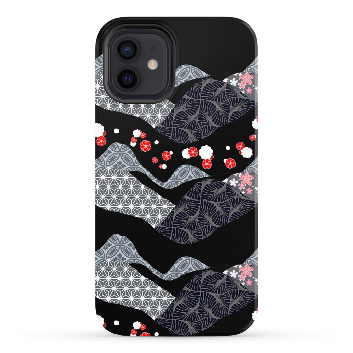 iPhone 12 StrongFit Japanese mountain landscape graphic pattern by Oana 