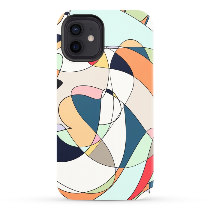 iPhone 12 StrongFit Modern Colorful Abstract Line Art Design by InovArts