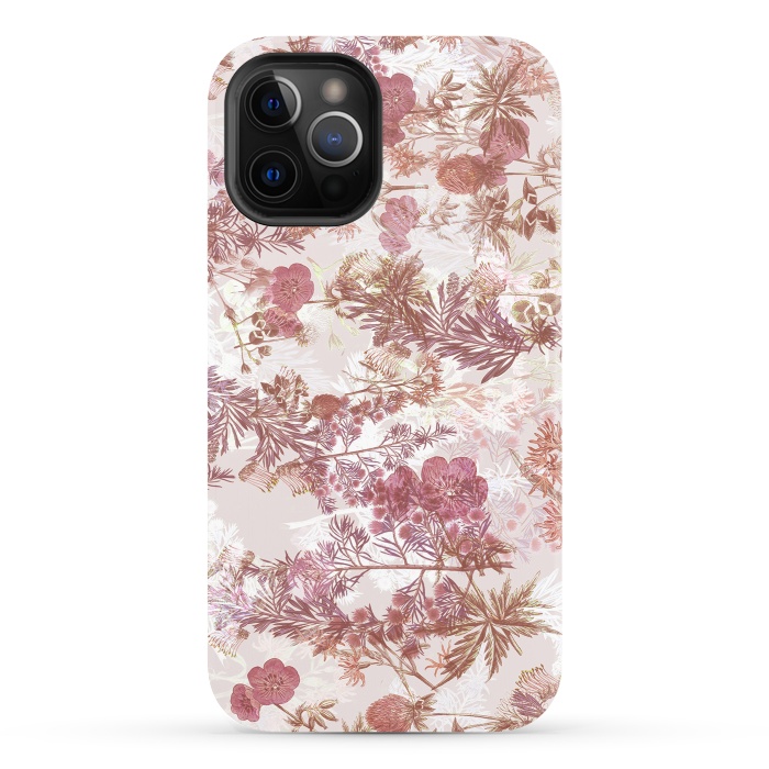 iPhone 12 Pro StrongFit Pastel pink botanical flower garden by Oana 